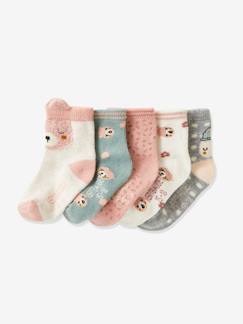 Baby-Sokken, kousen-Set van 5 paar halfhoge sokken voor babymeisjes met beermotief Oeko Tex®:
