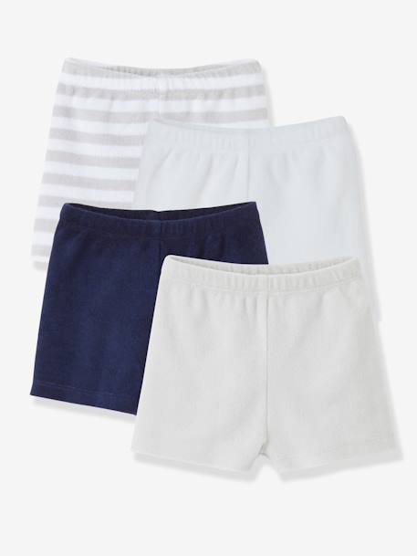 Lot De 4 Shorts En Eponge Bebe Fille Oeko Tex Gris Pale Raye Bebe