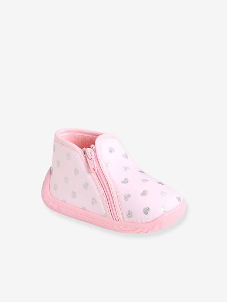 Chaussons Zippes Bebe Fille Fabriques En France Rose Imprime Chaussures