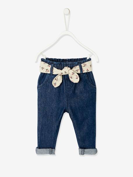 Jean paperbag avec ceinture bébé  - vertbaudet enfant