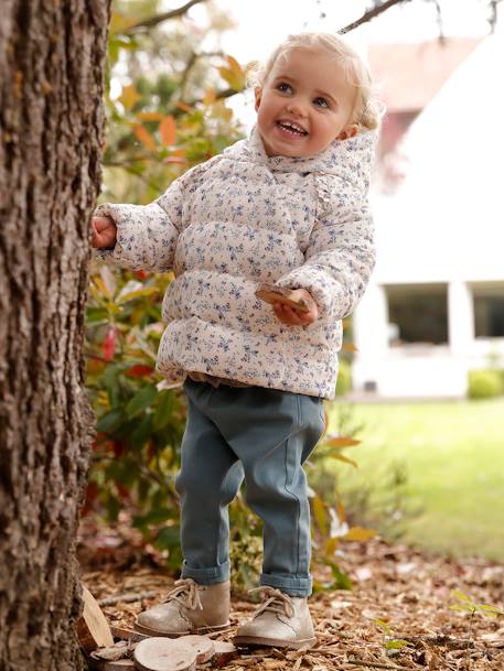 Asymmetrisch donsjack met voering baby grijsblauw+iriserend koper+poederroze - vertbaudet enfant 