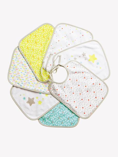 Lot de 7 bavoirs bébé VERTBAUDET ASSORTIS ETOILES/GOUTTES EAU+Imprimé jungle+MOTIFS FRUITS+MOTIFS NOEL - vertbaudet enfant 