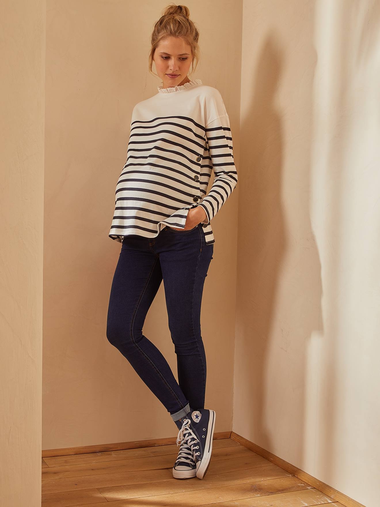 Vertbaudet Naadloze Skinny Zwangerschapsjeans Brut Cf Staal