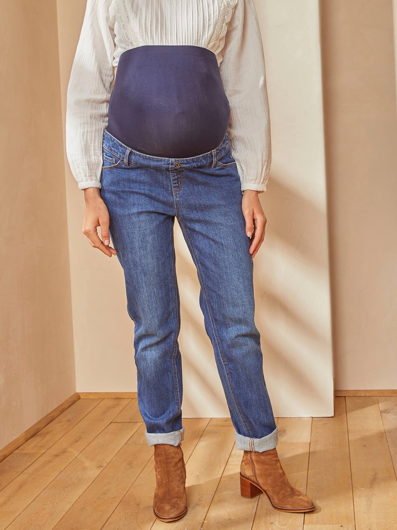 Vertbaudet Naadloze Zwangerschapsjeans Met Band Denim Stone