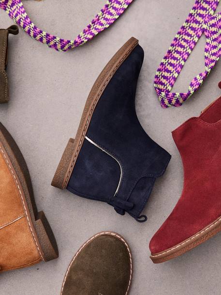 Boots enfant fille cuir zippées camel+marine+noir imprimé - vertbaudet enfant 