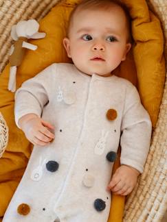 Baby-Pyjama,  overpyjama-Fluwelen baby slaappakje met pompons