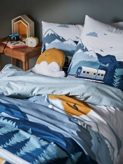 Linge de maison et décoration-Linge de lit enfant-Parure housse de couette enfant et taie d'oreiller SUR LES RAILS