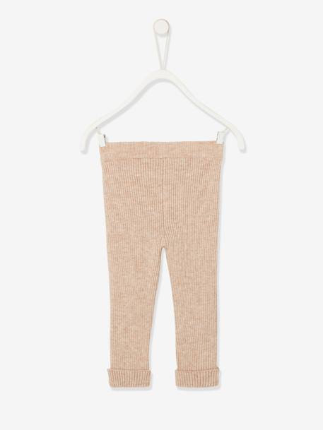 Legging en tricot bébé beige+rose poudré+vert de gris - vertbaudet enfant 