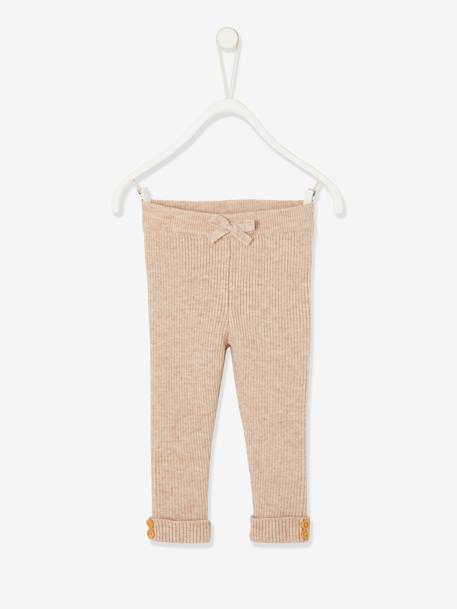 Legging en tricot bébé beige+rose poudré+vert de gris - vertbaudet enfant 