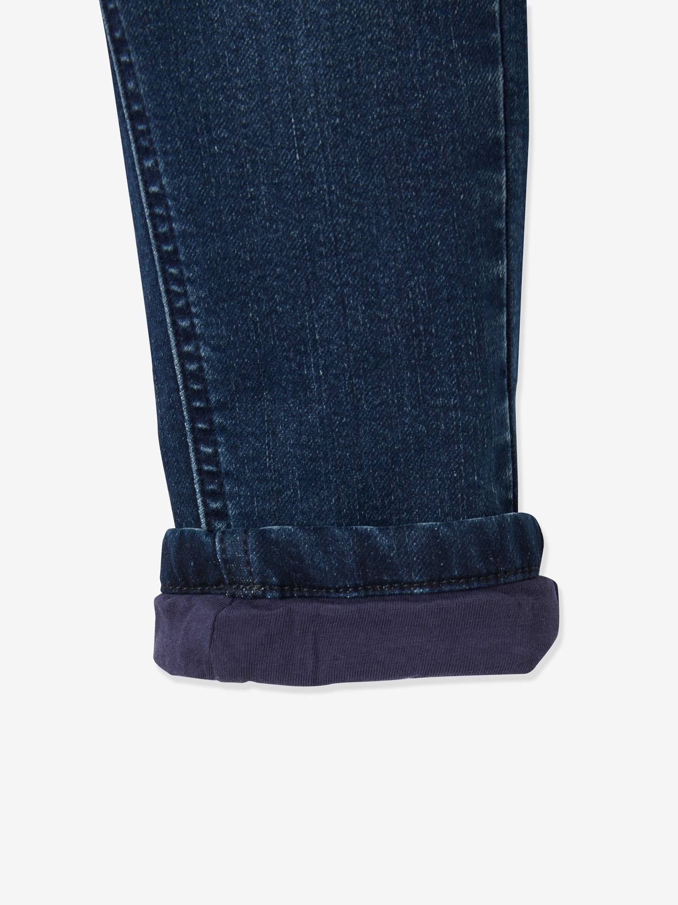 royalty wildernis Tirannie Gevoerde jeans met rechte pasvorm, eenvoudig aan te trekken - denim blue  black, Jongens