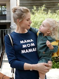 Zwangerschapskleding-Sportcollectie-Fleece sweatshirt met tekst over zwangerschap en borstvoeding
