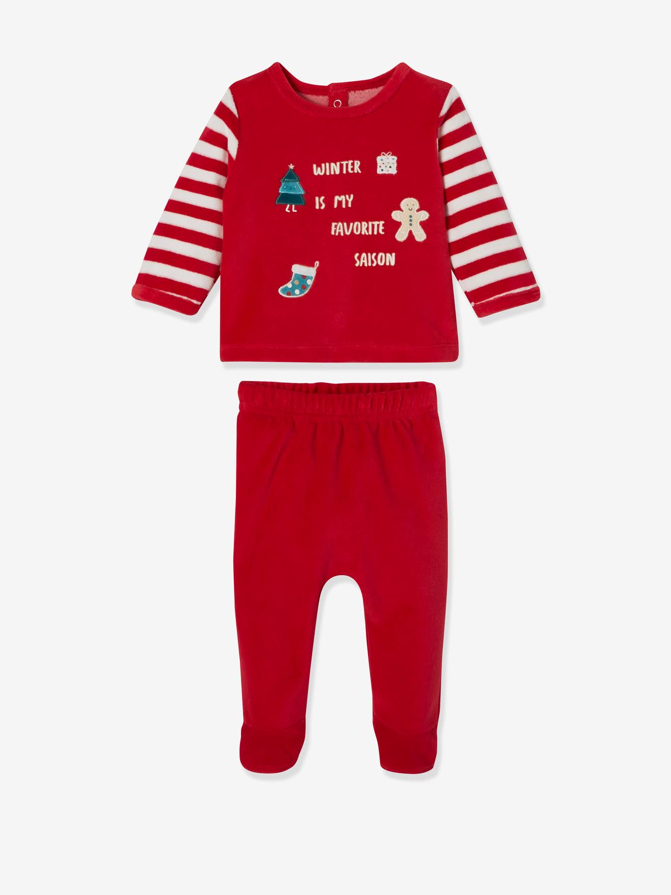 Vertbaudet Fluwelen Babypyjama In 2 Delen Voor Kerstmis Baksteenrood