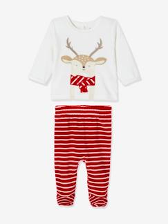 Baby-Pyjama,  overpyjama-Fluwelen babypyjama in 2 delen voor Kerstmis