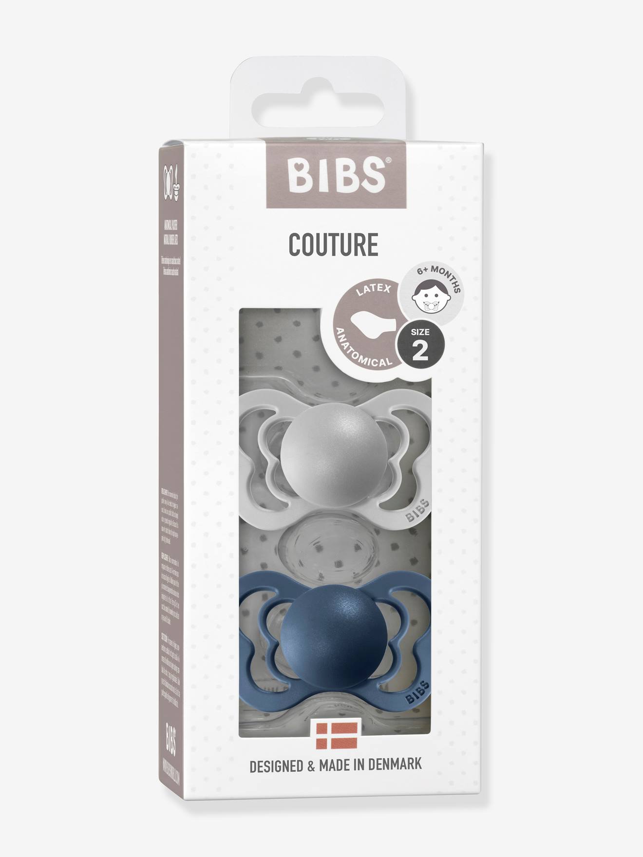 BIBS - 2 Tétines Bibs Suprême silicone Gris iron et Baby blue