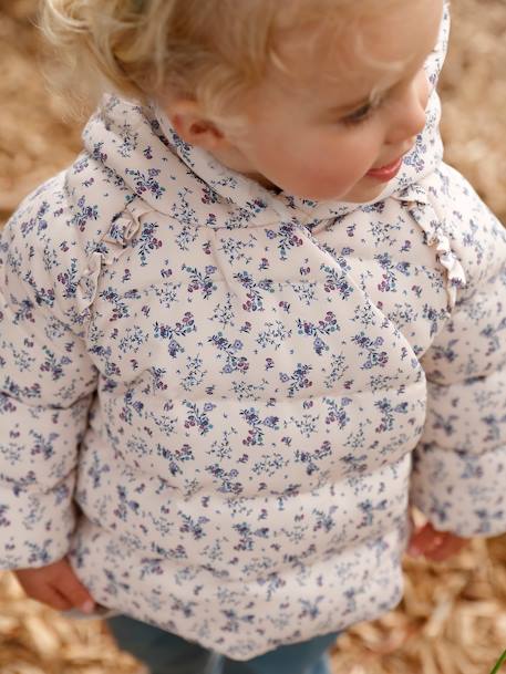 Asymmetrisch donsjack met voering baby grijsblauw+iriserend koper+poederroze - vertbaudet enfant 