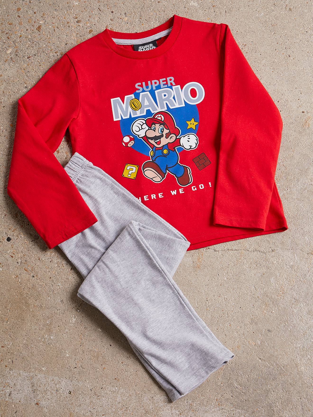Jongenspyjama Mario® rode bovenkant/grijze onderkan, Jongens