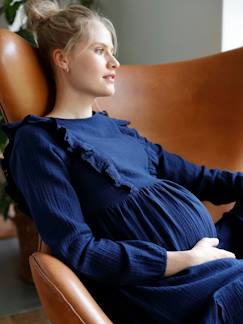Zwangerschapskleding-Borstvoeding-Zwangerschaps- en borstvoedingsjurk van katoengaas