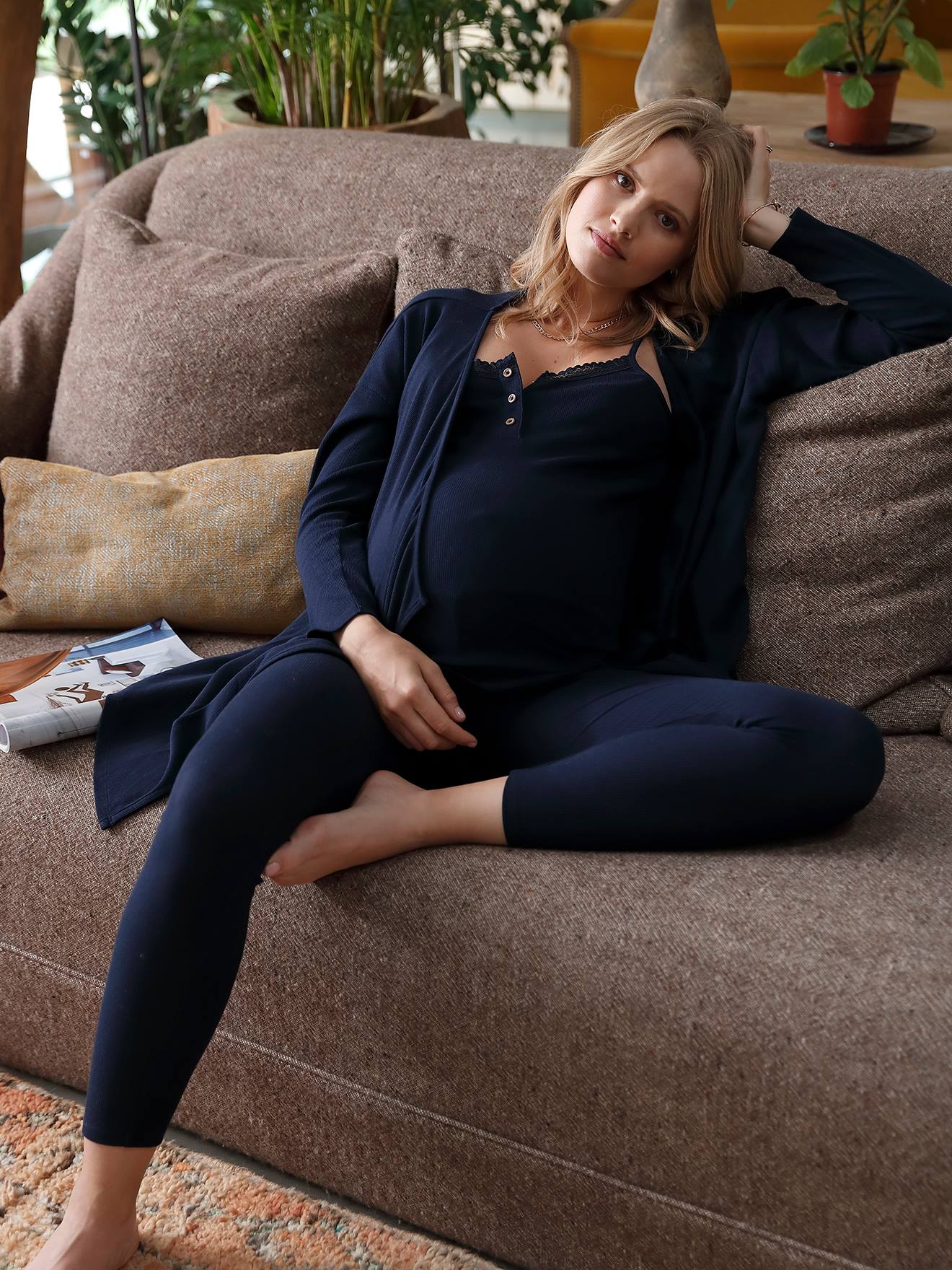 Vertbaudet 2-delige Set Homewear Zwangerschap En Borstvoeding Blauw - Zie Staal