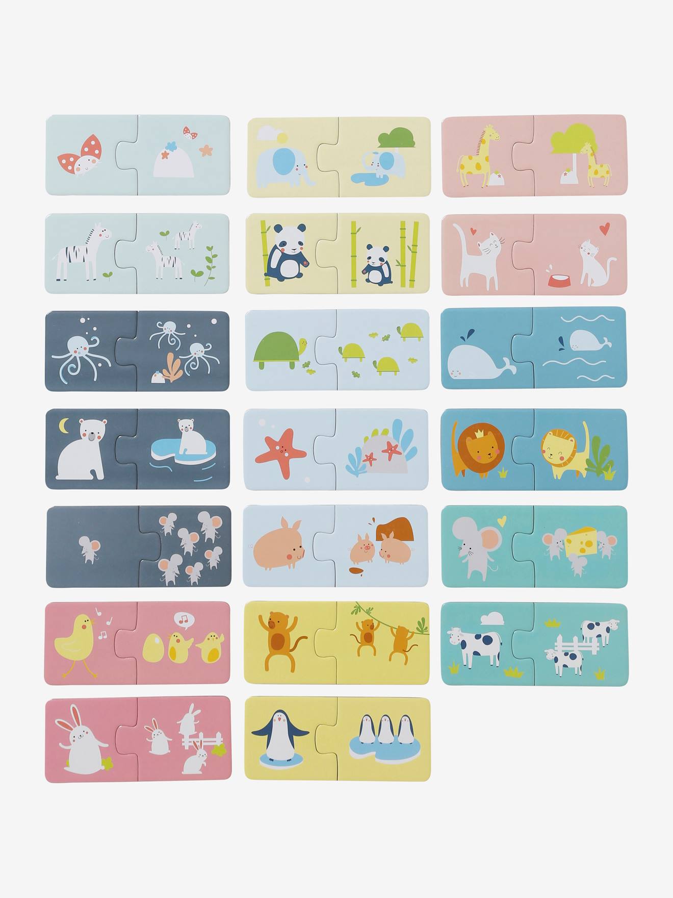 Vertbaudet Duo Legpuzzel - Dierenfamilies Meerkleurig