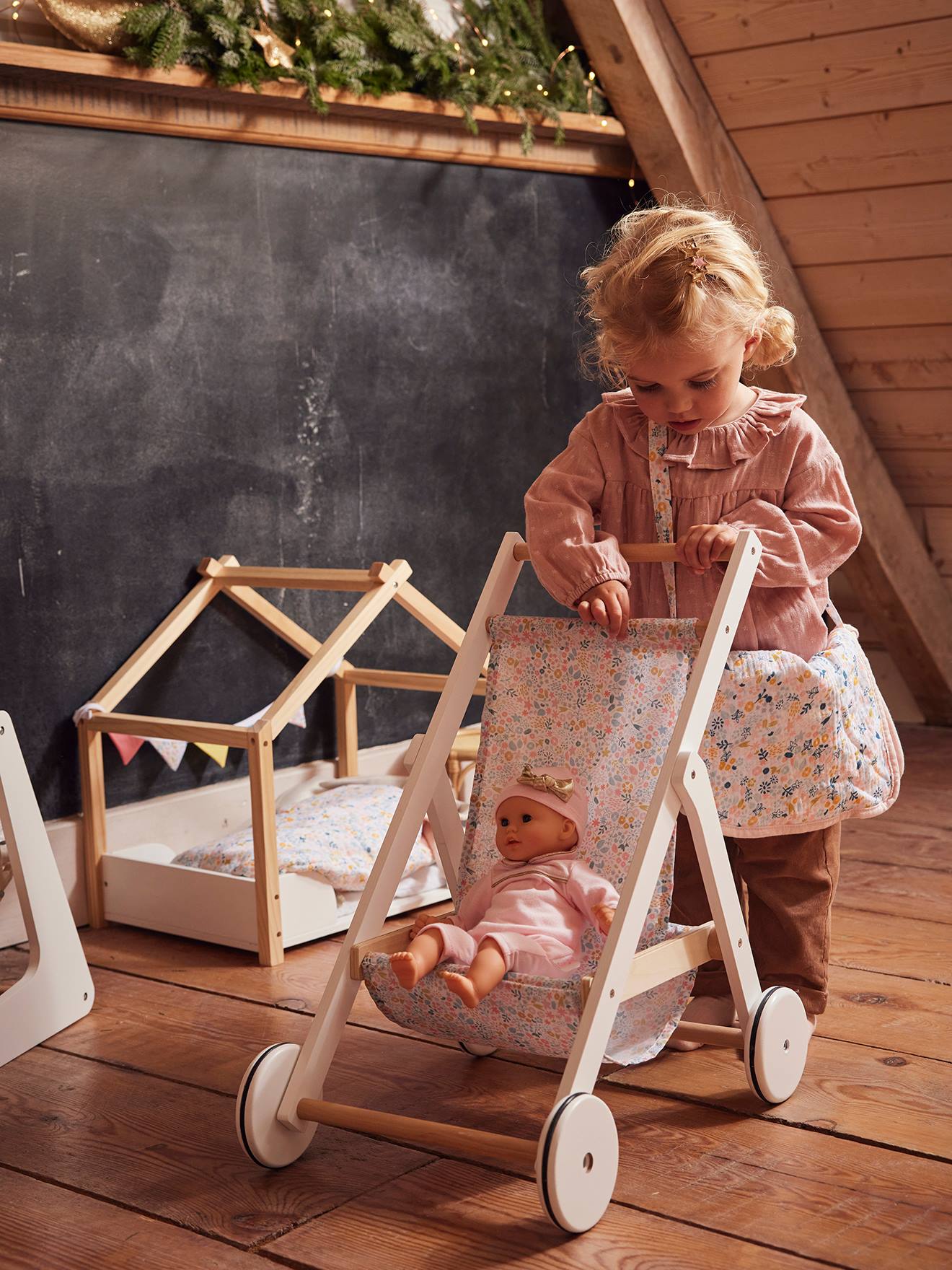 Geladen Bedenk seinpaal Houten wandelwagen voor babypop - wit, Speelgoed