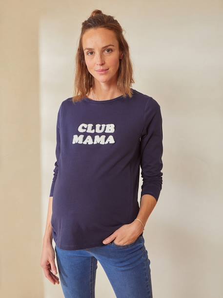 T-shirt met tekst, zwangerschap en borstvoeding, van biologisch katoen Groen+MARINEBLAUW GRIJS - vertbaudet enfant 