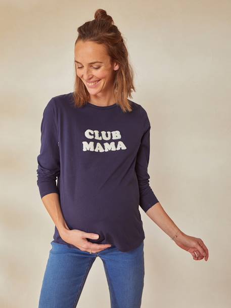 T-shirt met tekst, zwangerschap en borstvoeding, van biologisch katoen Groen+MARINEBLAUW GRIJS - vertbaudet enfant 