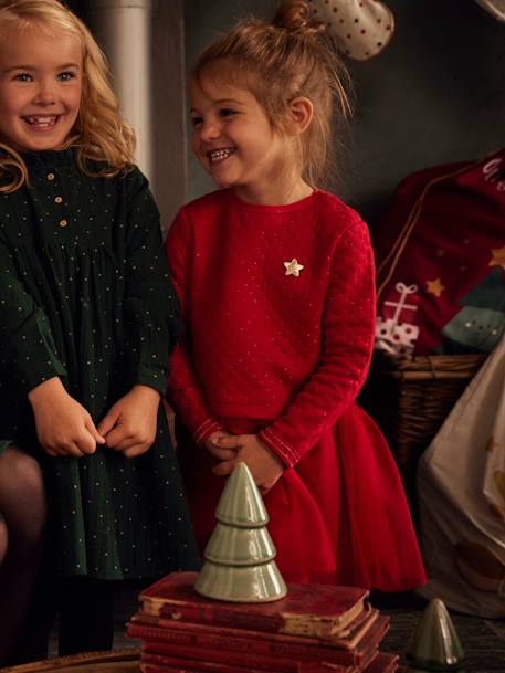 Robe Noël fille bi-matière  - vertbaudet enfant