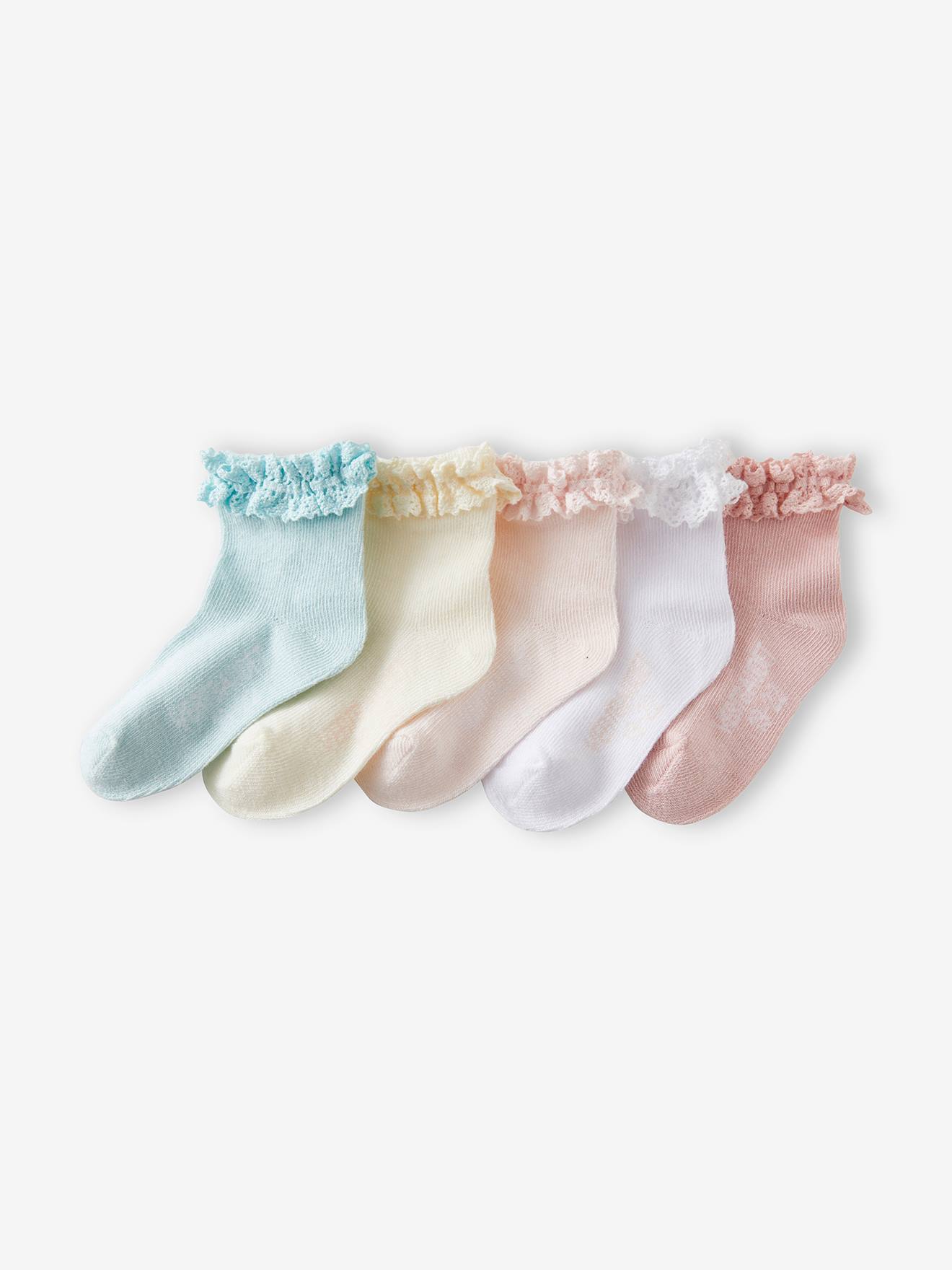Bestrating aansporing barst Set van 5 paar halfhoge sokken meisjes (baby) - amandelgroene set, Baby