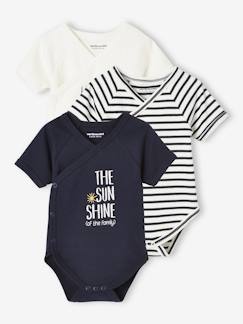 Baby-Set van 3 rompertjes "sunshine" met korte mouwen en opening voor pasgeborenen