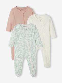 Baby-Pyjama,  overpyjama-Set van 3 babypyjama's in jersey met ritssluiting