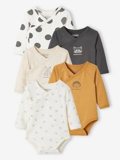 Lot de 5 bodies manches longues bébé ouverture naissance  - vertbaudet enfant