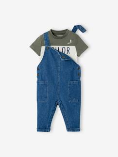 Baby-Salopette, jumpsuit-Babyset met denim overall en T-shirt