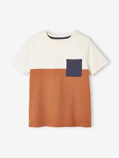 Jongens-T-shirt, poloshirt, souspull-Colorblock jongensshirt met korte mouwen