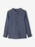 Chemise col Mao en coton/lin garçon manches retroussables BLANC+bleu ciel+Bleu moyen+vert - vertbaudet enfant 