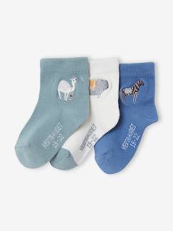 Baby-Sokken, kousen-Set van 3 paar geborduurde dierensokjes voor jongensbaby's