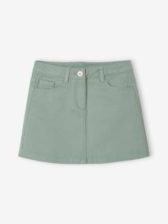 Jupe En Jean Boutonnée Pour Fille - Vertbaudet - Coupe Trapèze, Poches, 100% Coton