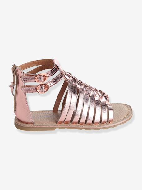 Leren meisjessandalen ROZE FUCHSIA+ROZE PALE MENALISE+SILVER VEELKLEURIG+Wit+ZWART - vertbaudet enfant 