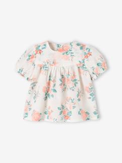 Baby-Overhemd, blouse-Babyblouse met print en korte mouwen