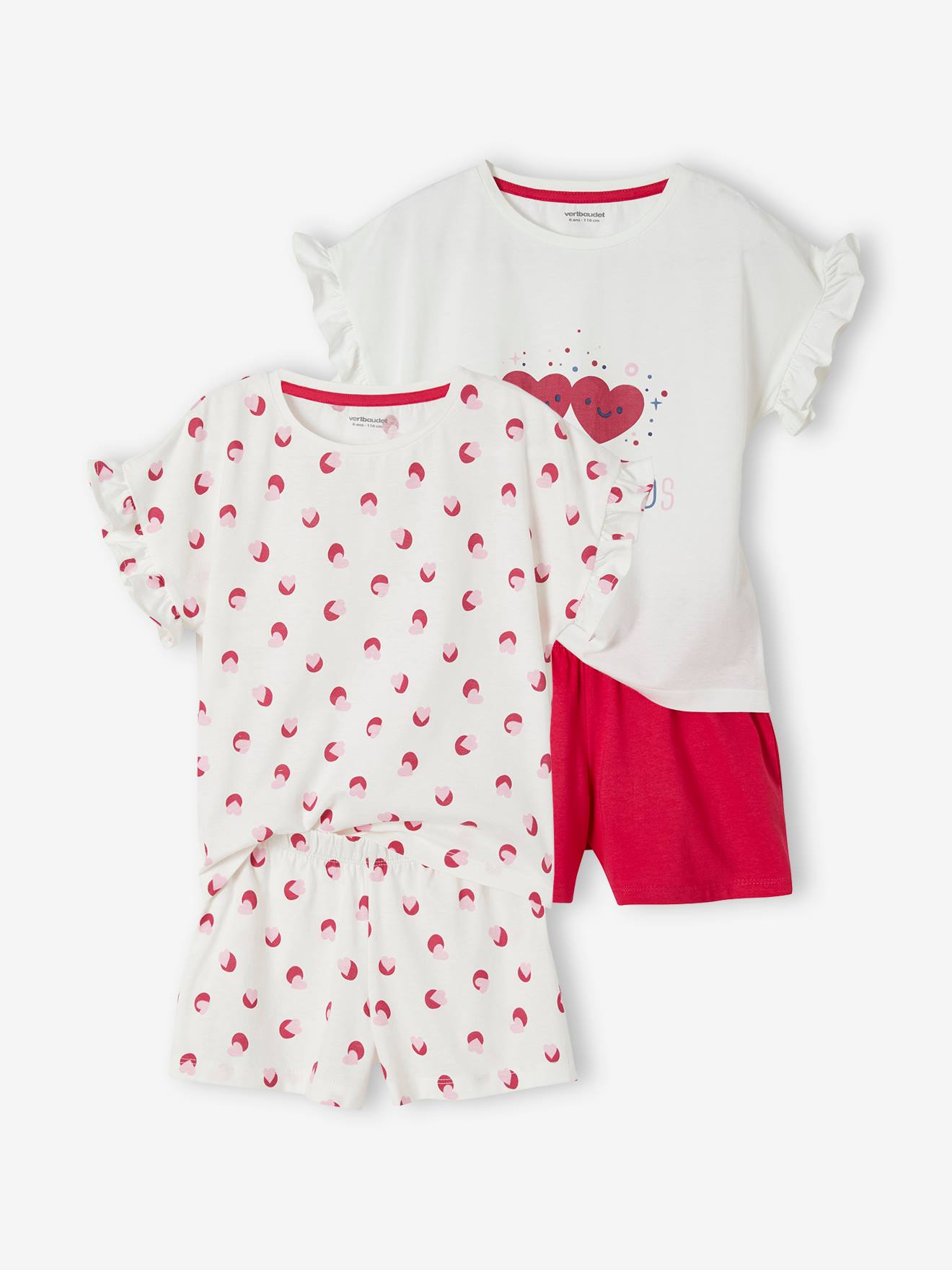 Vertbaudet Set Van 2 Pyjama Shorts Voor Meisjes Oeko-Tex® Set Ivoor