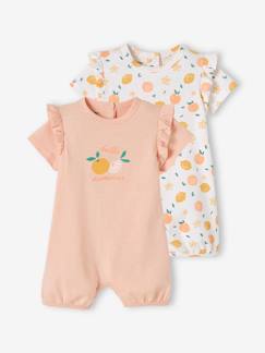 Baby-Pyjama,  overpyjama-Set van 2 pyjama's met short en opening op de rug voor babymeisjes Oeko Tex®