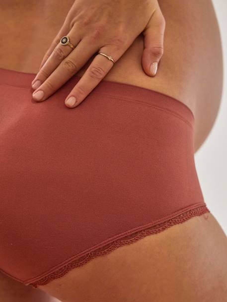 Lot de 2 culottes de grossesse sans coutures en microfibre Lot rose et rouge - vertbaudet enfant 