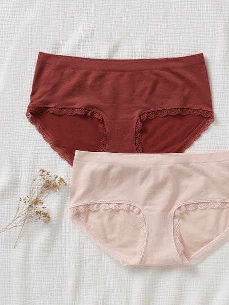 Lot de 2 culottes de grossesse sans coutures en microfibre Lot rose et rouge - vertbaudet enfant 