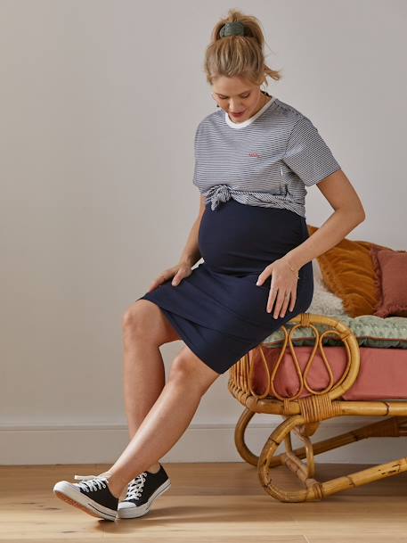 T-shirt brodé de grossesse et d'allaitement en coton Rayé marine+Rayé rouge+vert - vertbaudet enfant 