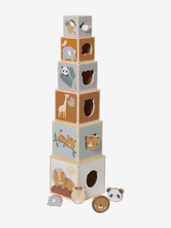Speelgoed-Eerste levensjaren-Eerste speelgoed-Toren van kubussen met ingebouwde vormen gemaakt van FSC® hout