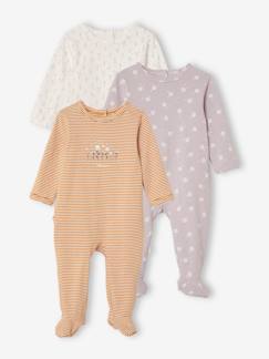 Baby-Pyjama,  overpyjama-Set van 3 katoenen babypyjama's met opening op de rug Oeko Tex®