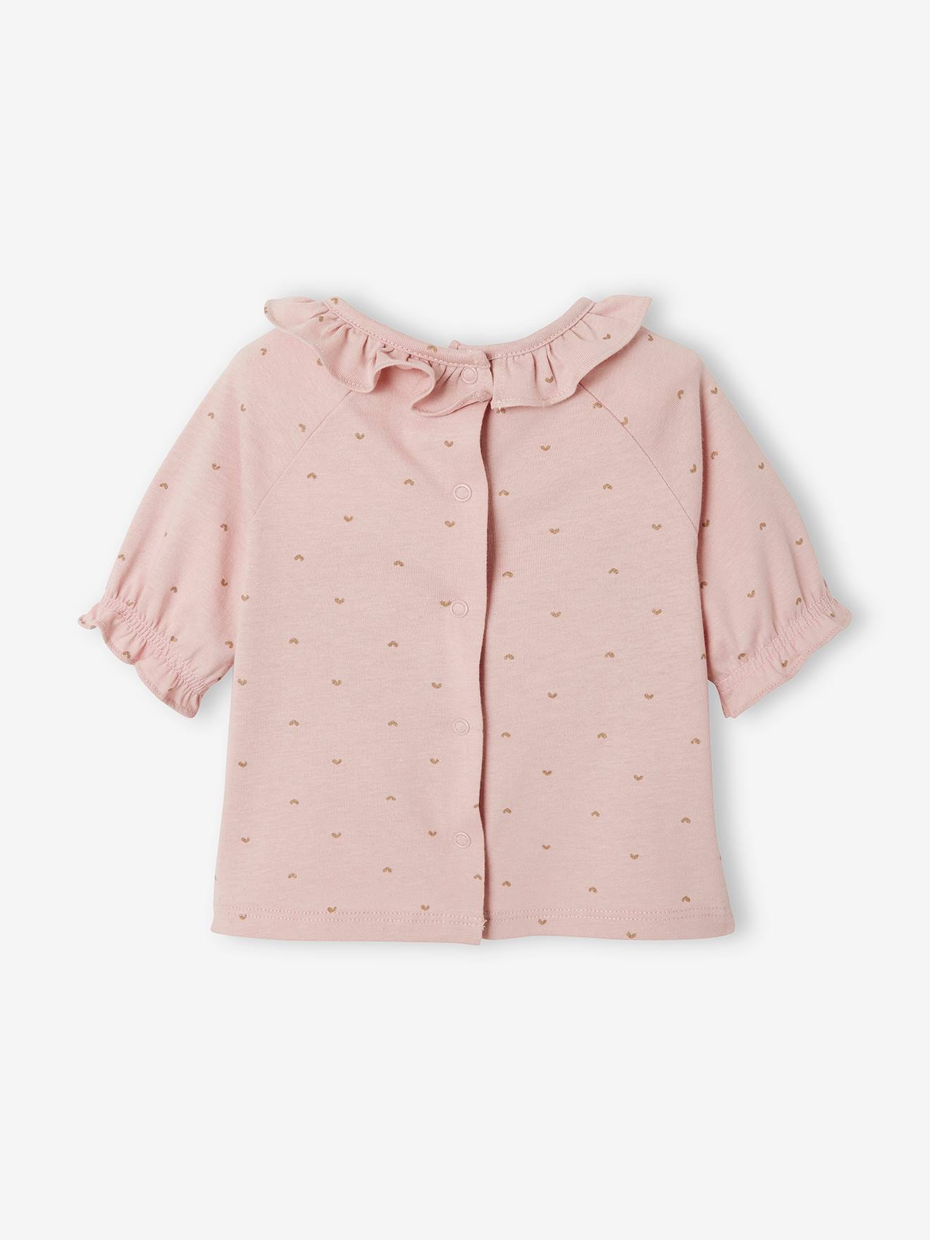landen Perceptueel geld T-shirt met kraagje voor baby's - roze met print, Baby