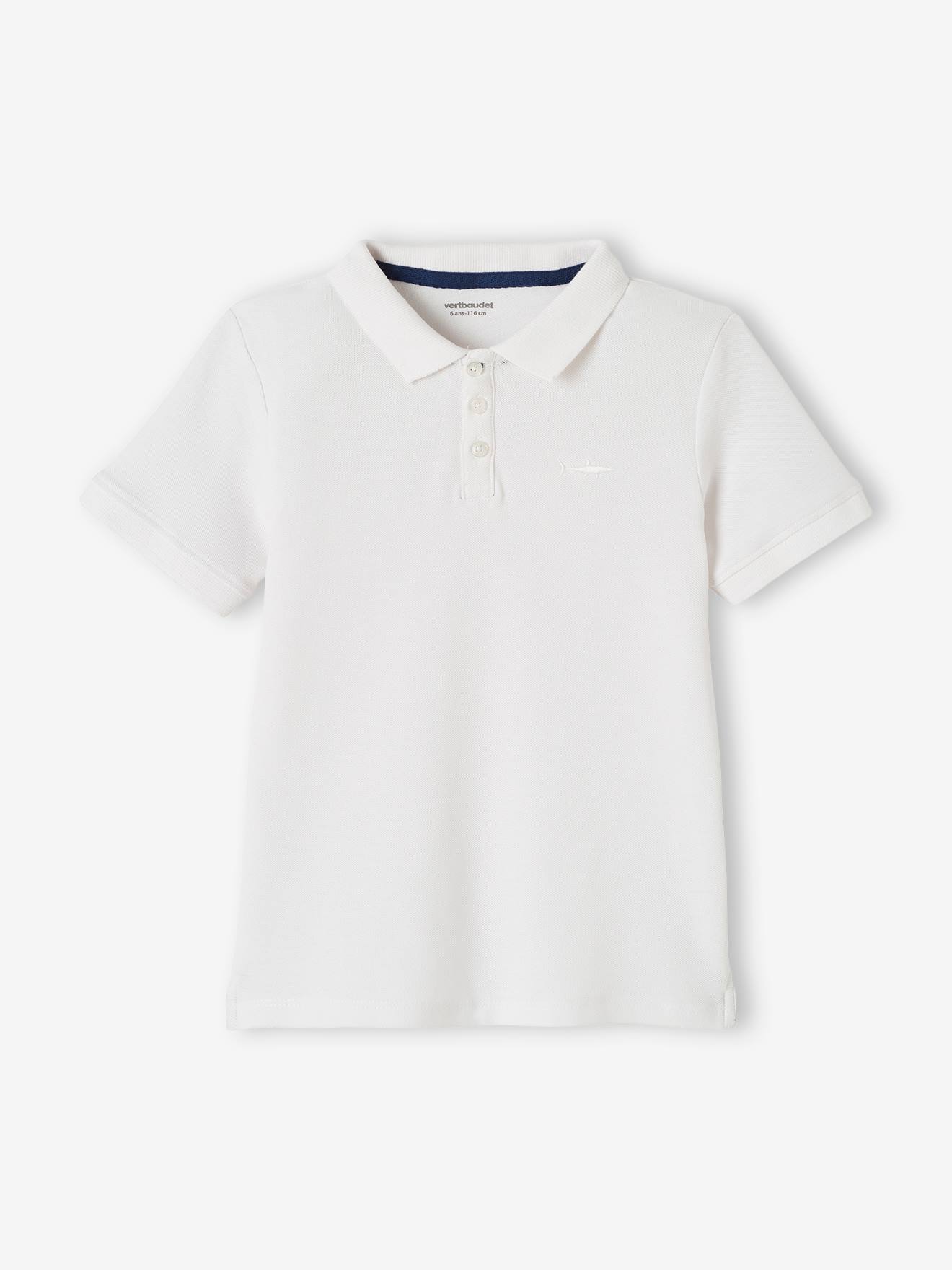 Vertbaudet Poloshirt Met Korte Mouwen Voor Jongens Met Borduurwerk Op De Borst Wit