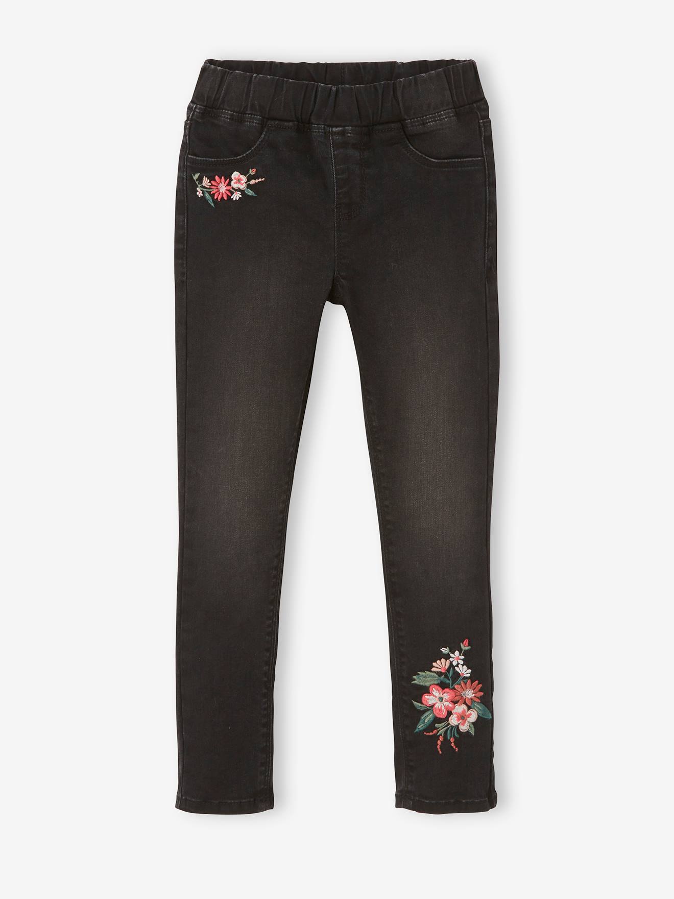 Vertbaudet Geborduurde Tregging "waterless" Voor Meisje Morphologik Heupomtrek Small Denim Zwart