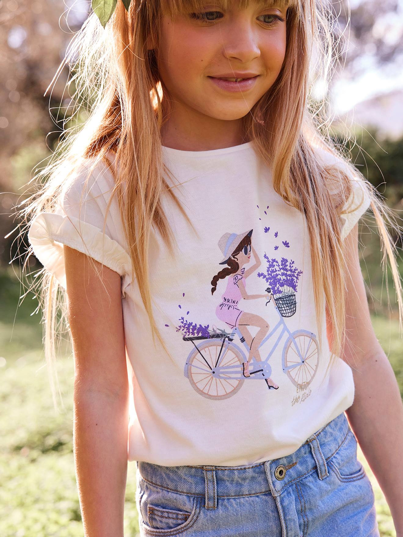 Installeren maagd kandidaat Meisjes T-shirt "fiets" - ivoor, Meisje