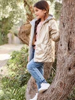 Meisje-Mantel, jas-Omkeerbaar windjack met capuchon en vulling van gerecyclede polyester voor meisjes